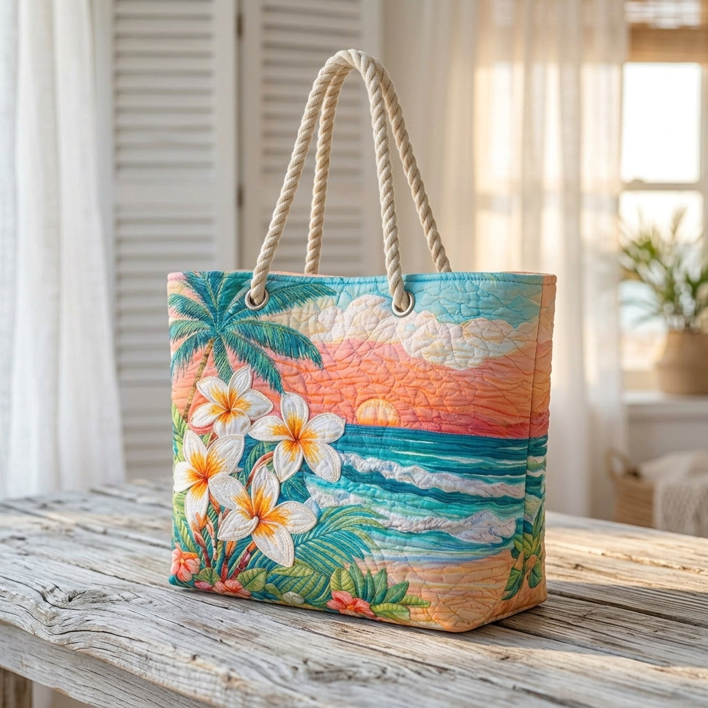 Strandtasche - Tropische Blumen an der Küste