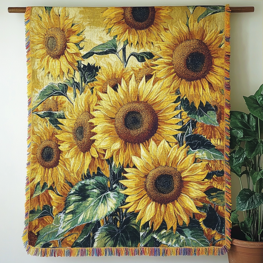 Strahlende Sonnenblumen Gewebt Sofadecke
