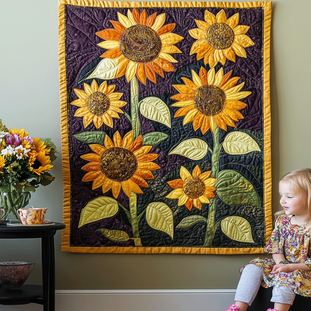 Strahlendes Sonnenblumenfeld Kunst Wandbehang