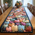 Bunte Kürbisreihe Herbst Tischläufer
