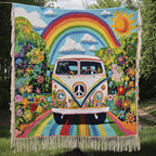 Regenbogen Hippiebus Fahrt Gewebt Sofadecke