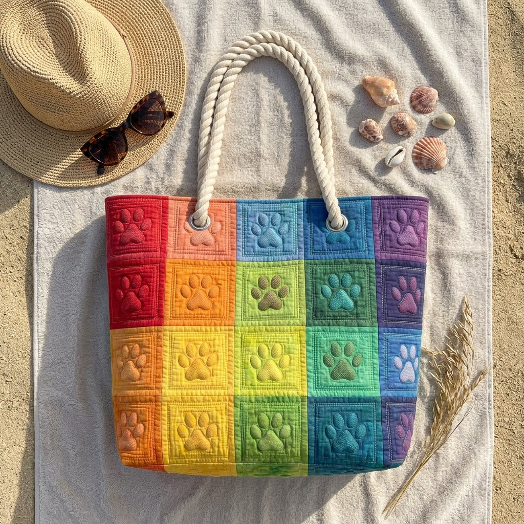 Strandtasche - Pfoten des Regenbogens