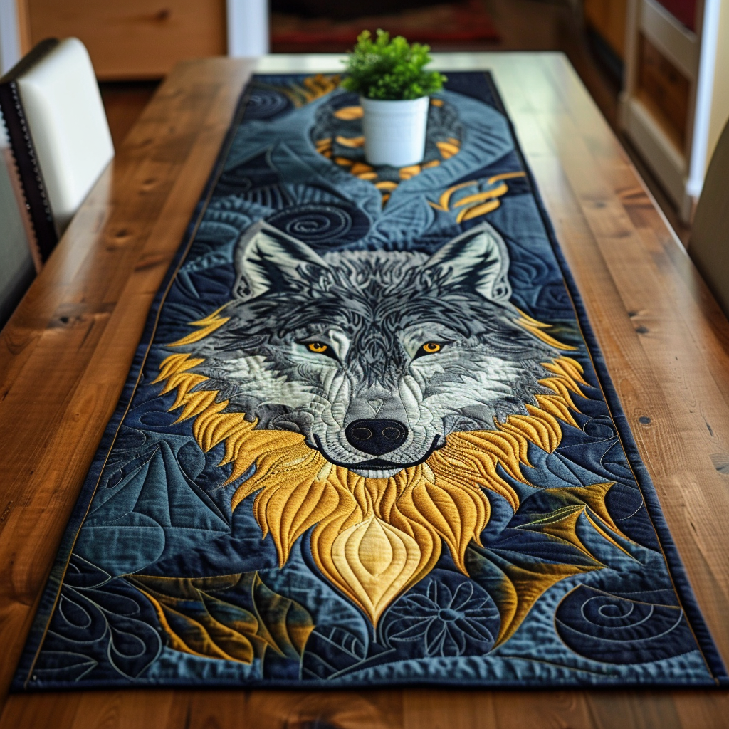 Königlicher Wolf Goldmähne Tischläufer