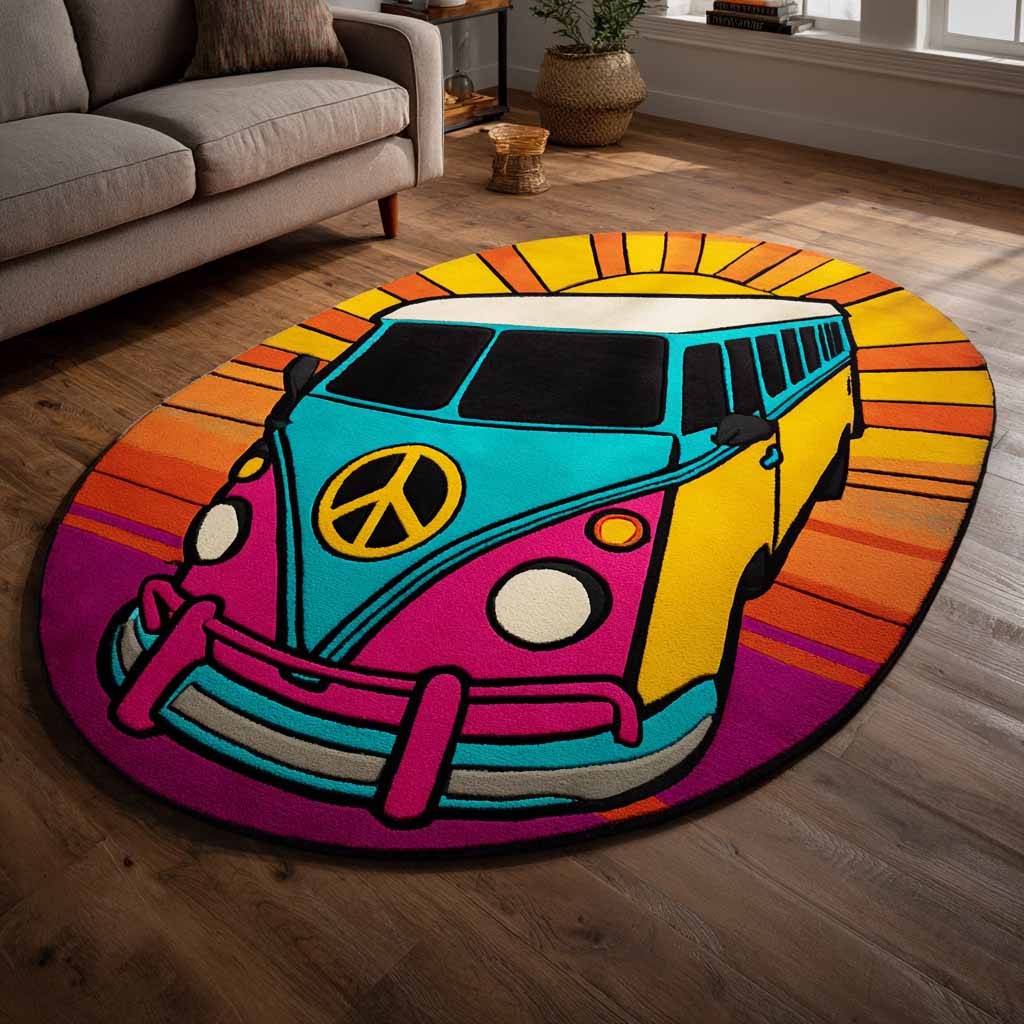 Retro Hippiebus Sonnenrad Sonderform Decke