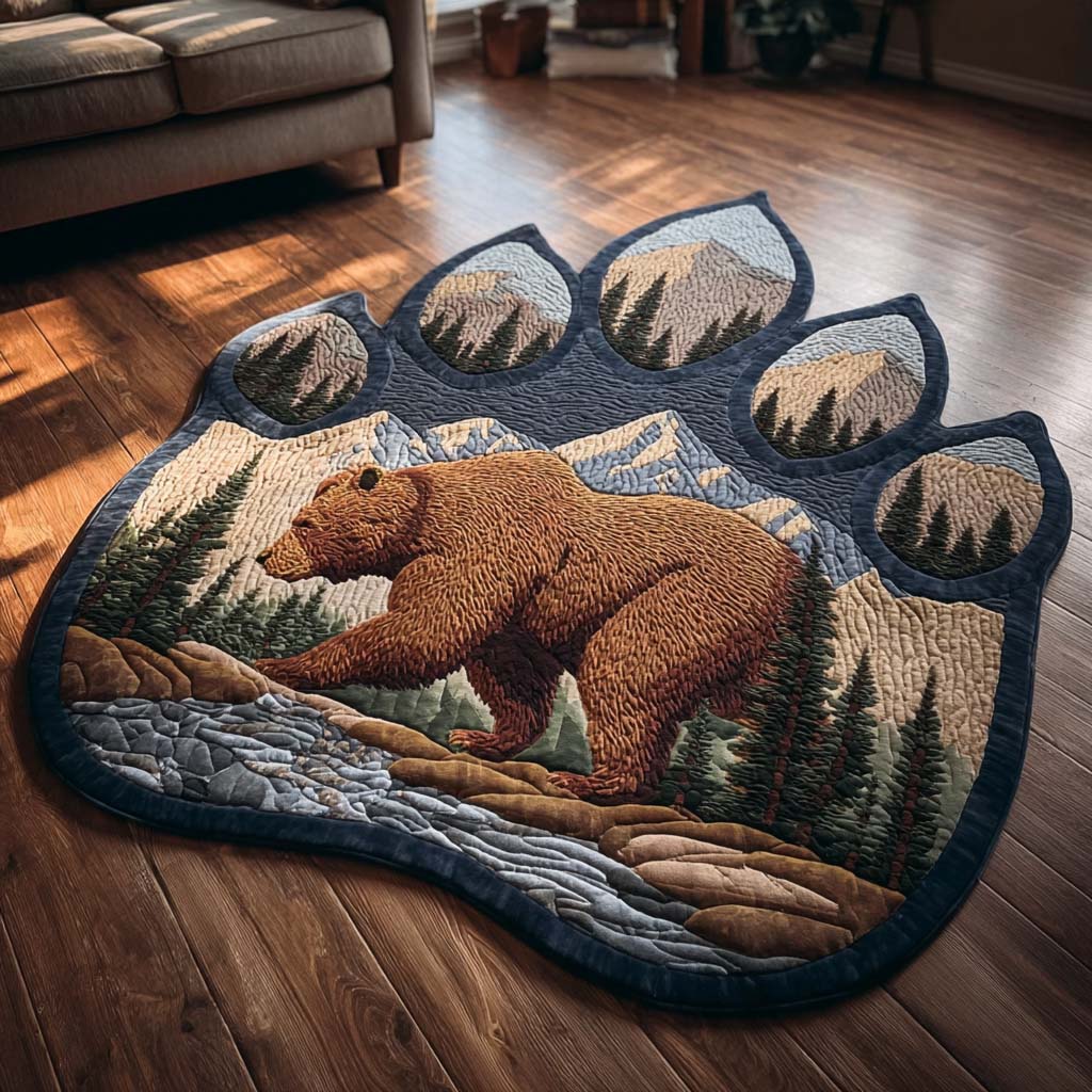 Bär am Flussufer Berge Sonderform Decke