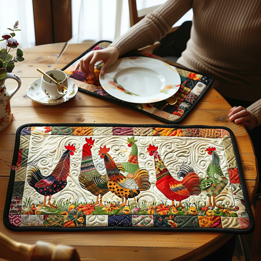 Patchwork Hühner Bunt Untersetzer