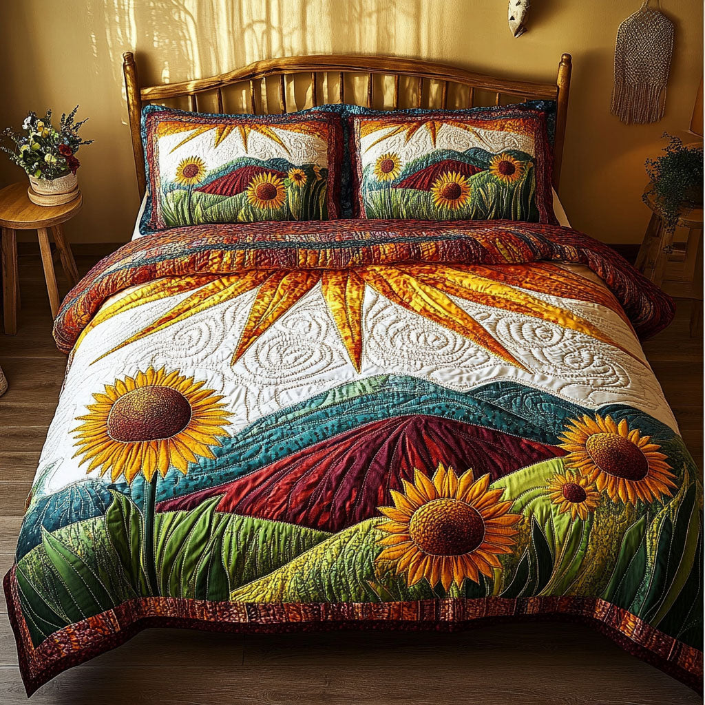 Sonnenblumen Landschaft 3-teiliges Bettwäsche-Set