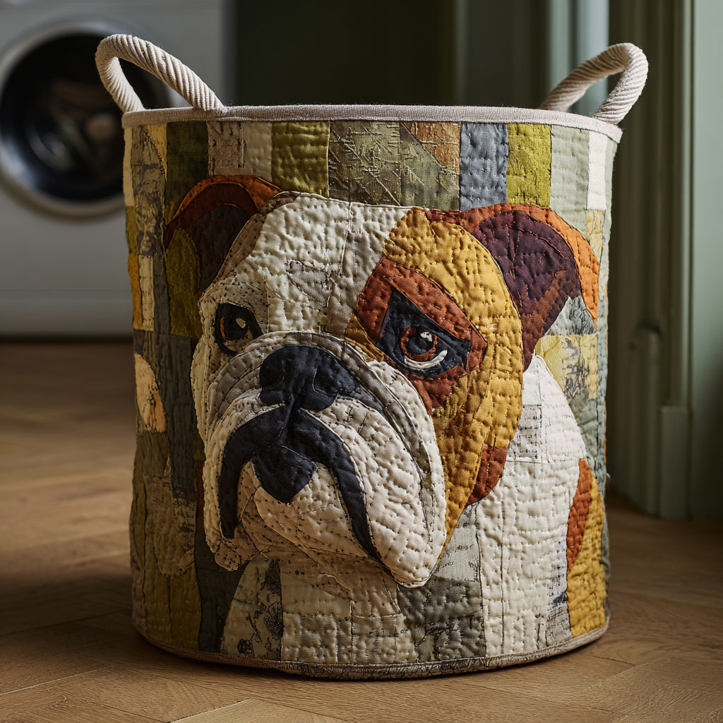 Bulldoggen Porträt Wäschekorb