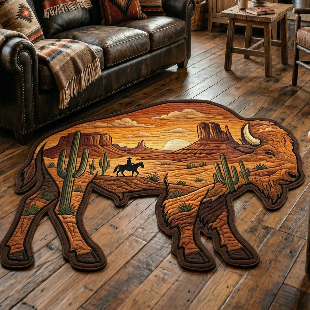 Rustikaler Bison Steppe Sonderform Decke