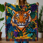 Tiger Dschungelblüten Gewebt Sofadecke