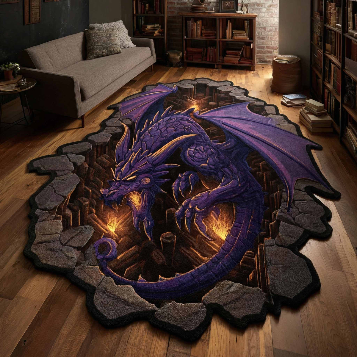 Violetter Drache Schattenflamme Sonderform Decke