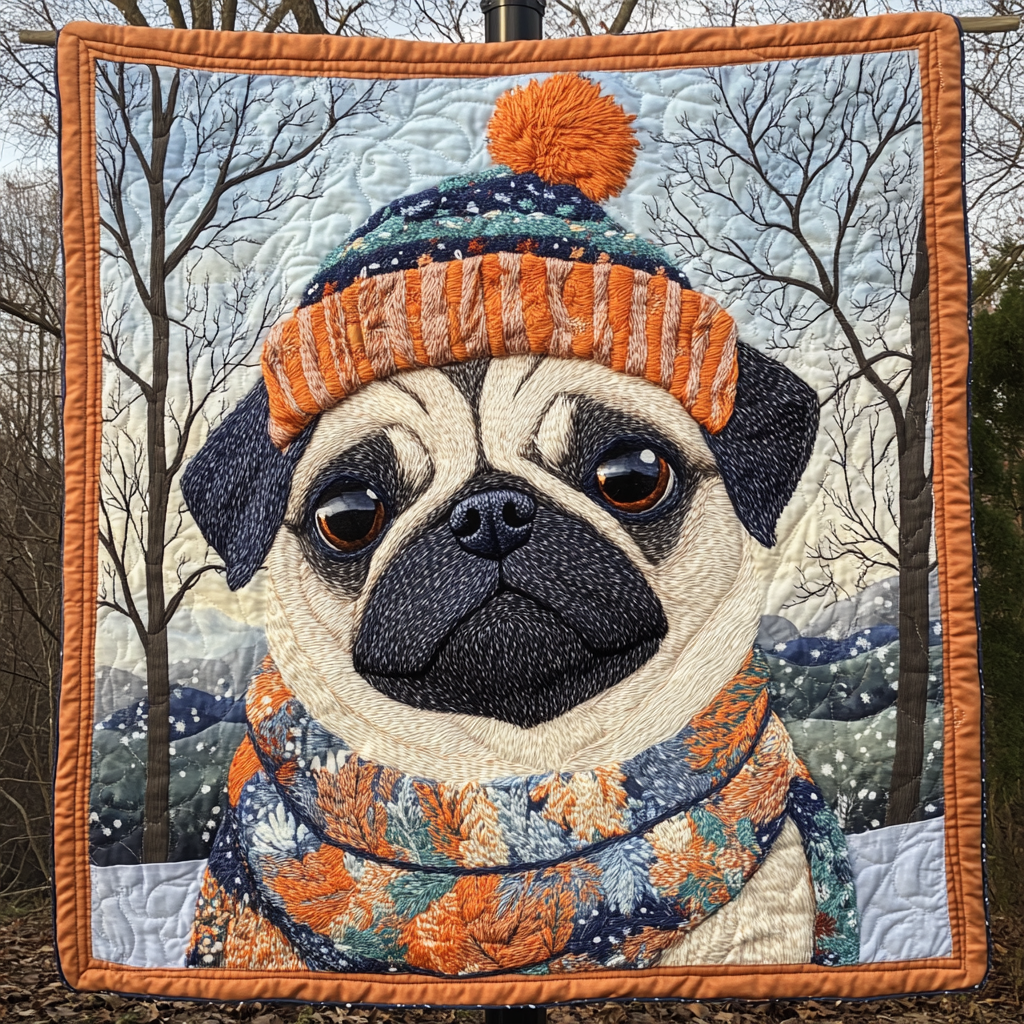 Verschmuster Mops Winterliebe Decke