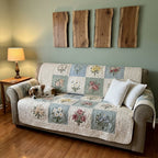 Zartes Blütengarten Patchwork Sofaüberwurf