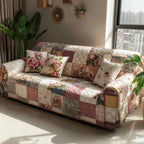Weiches Blüten Patchwork Sofaüberwurf