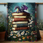 Violetter Drache Bücherstapel Gewebt Sofadecke