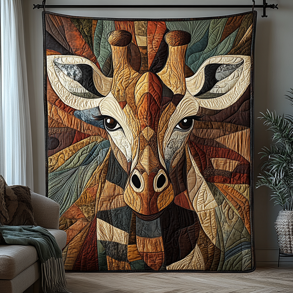 Giraffenpaar Patchwork Decke