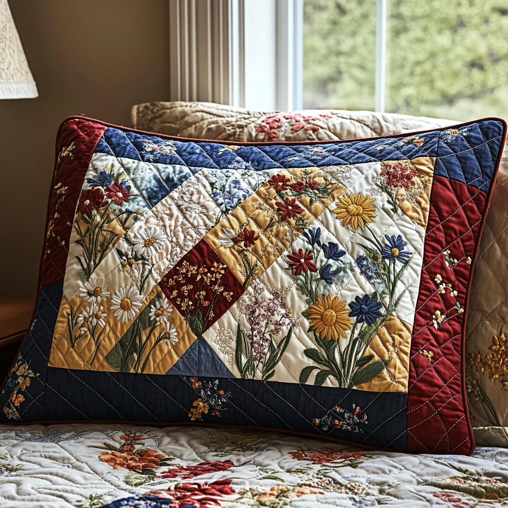 Frühlingsblüten Patchwork Kissenbezug