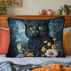 Schwarze Katze Margeriten Kissenbezug