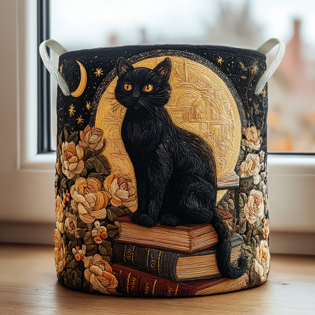 Schwarze Katze im Sternenlicht Wäschekorb