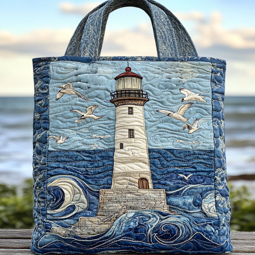 Handgemachte Tasche – Leuchtturm in Sturm