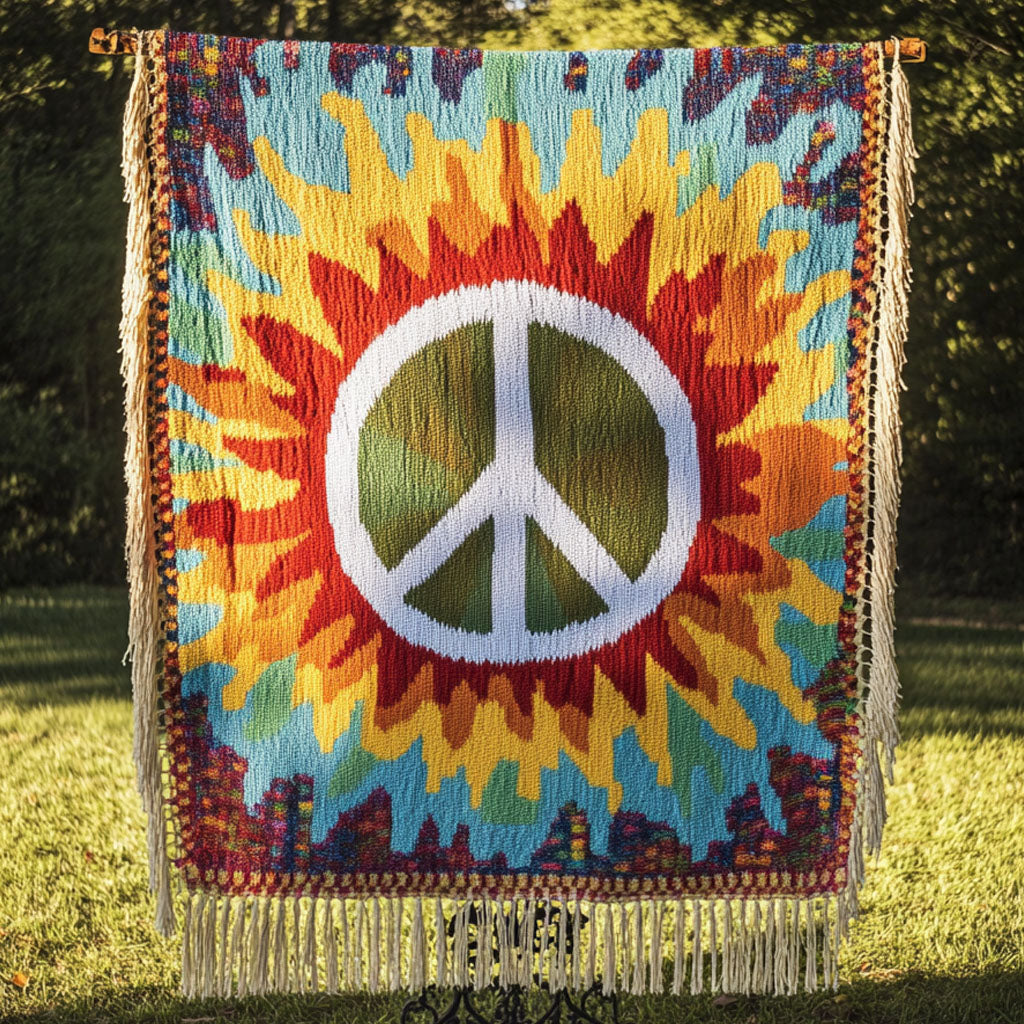 Sonnenstrahl Peace Zeichen Gewebt Sofadecke