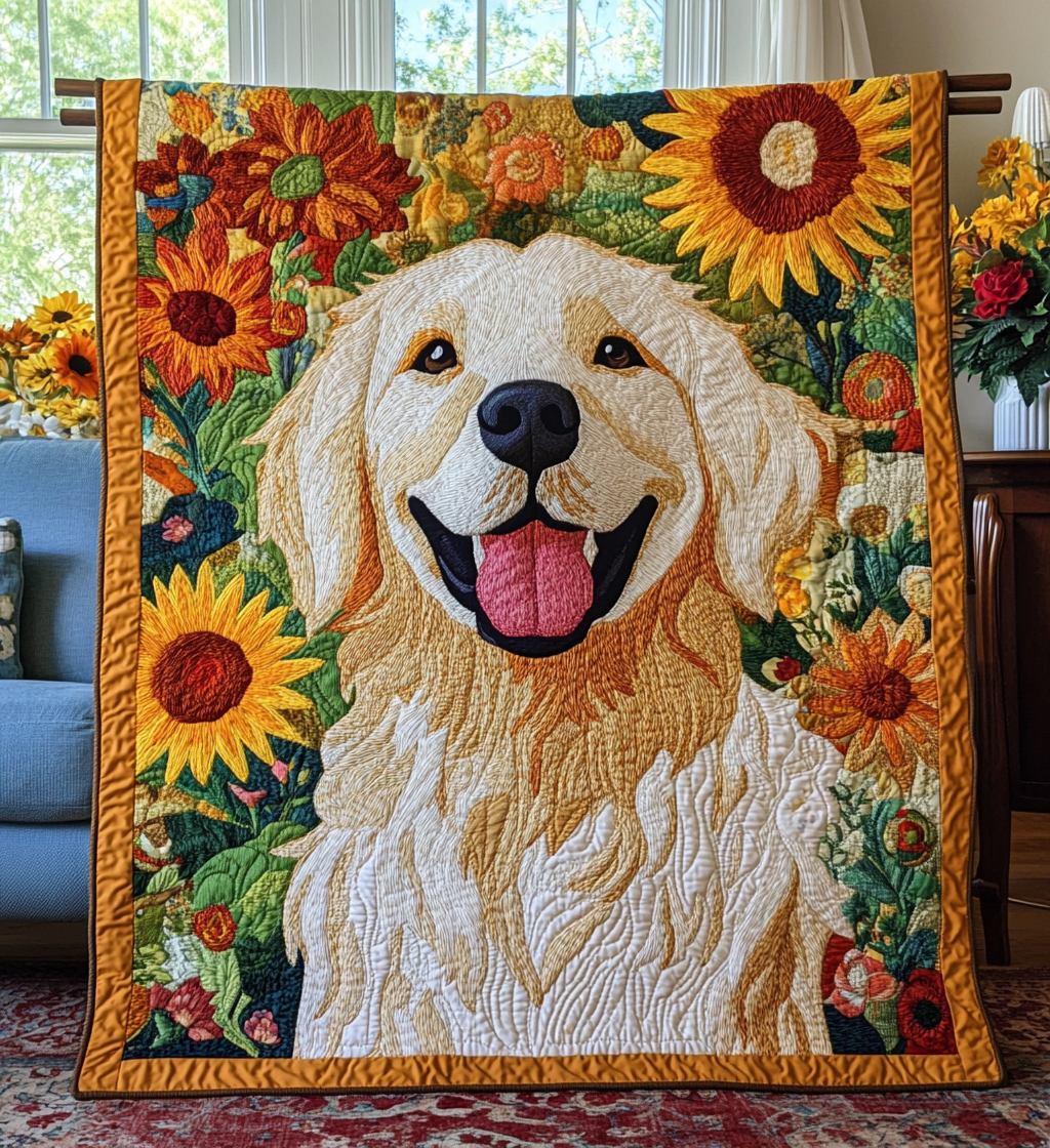 Golden Retriever Sonnenblumen Decke