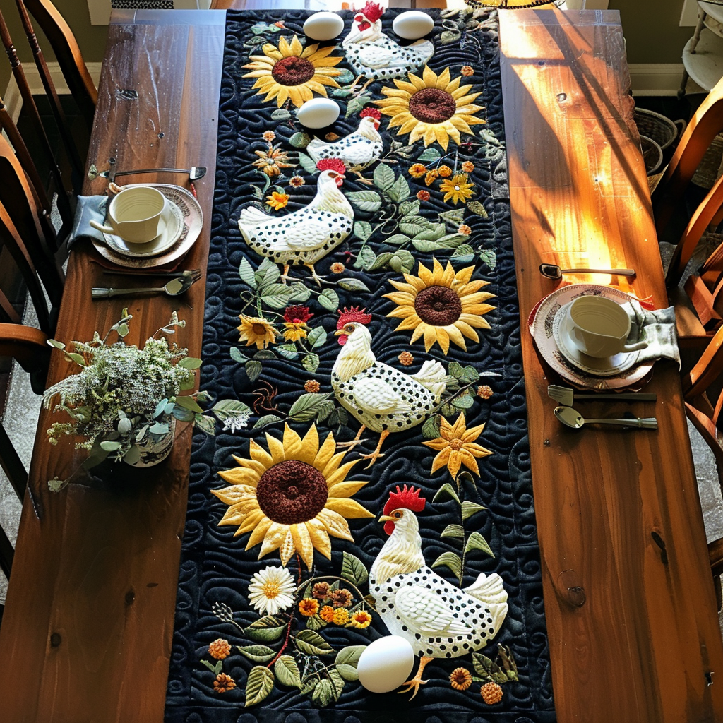 Sonnenblumen Hühner Bauernhof Tischläufer