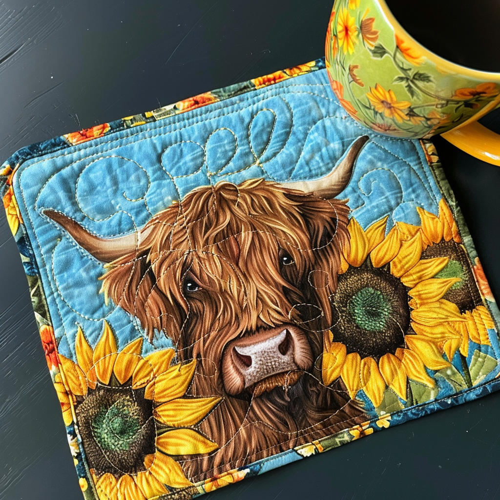 Sonnenblumen Hochlandrind Untersetzer