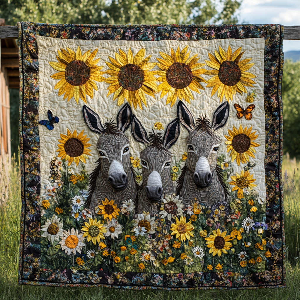 Charmante Esel Sonnenblumen Decke