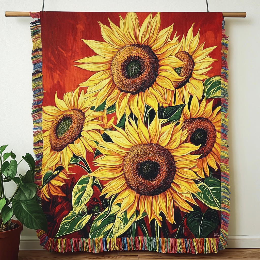 Sonnenbeschienene Sonnenblumen Gewebt Sofadecke