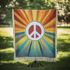 Sonnenstrahlen Peace Zeichen Gewebt Sofadecke