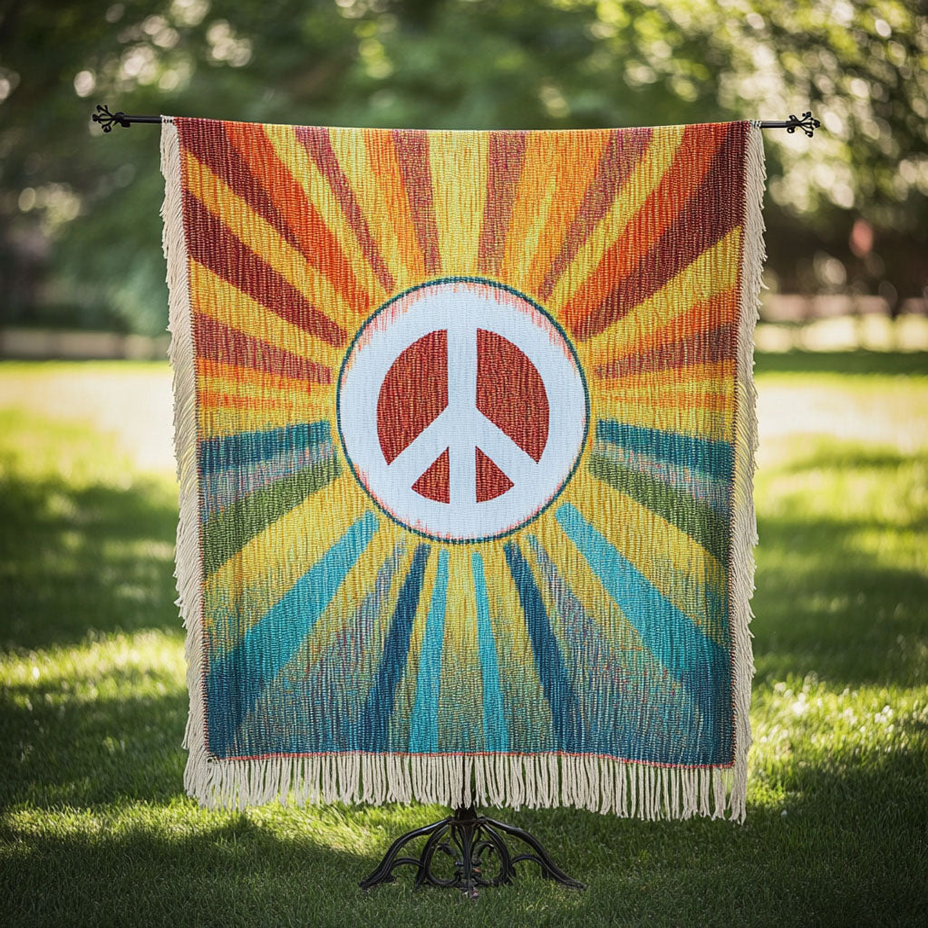 Sonnenstrahlen Peace Zeichen Gewebt Sofadecke