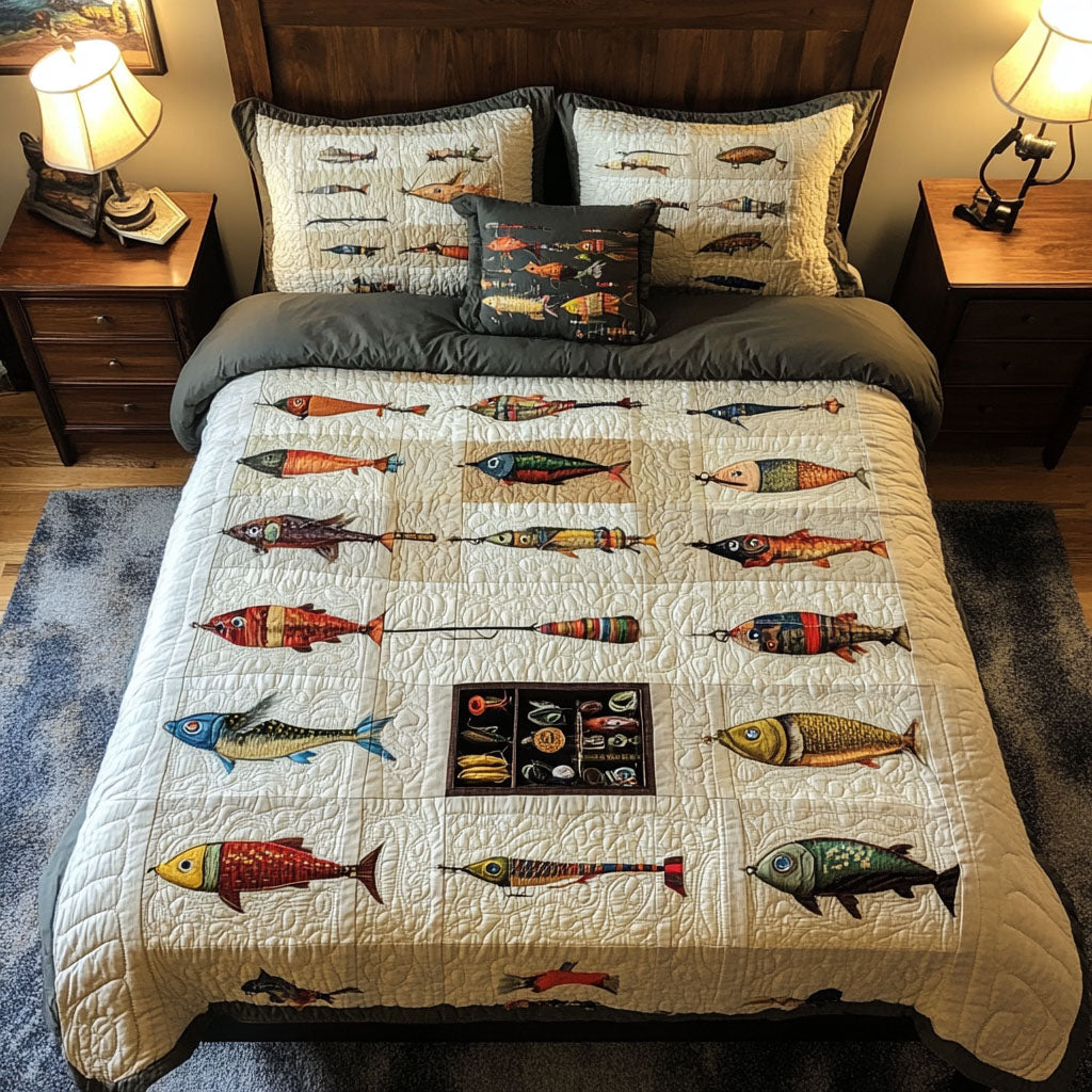 Angelausrüstung Fische Träume 3-teiliges Bettwäsche-Set