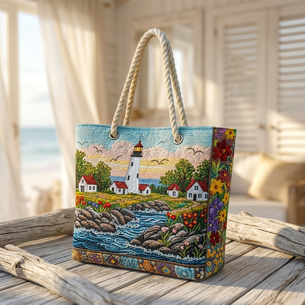 Strandtasche - Leuchtturm an der Küste