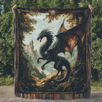 Schwarzer Drache Waldwächter Gewebt Sofadecke
