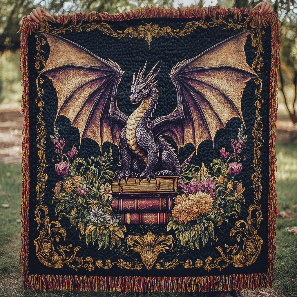 Drache Bücher Dämmerung Gewebt Sofadecke