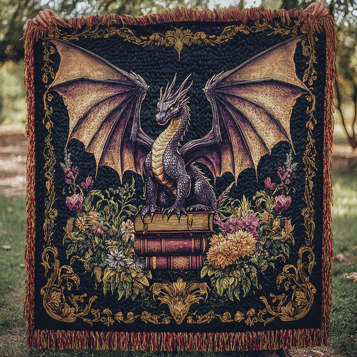 Drache Bücher Dämmerung Gewebt Sofadecke