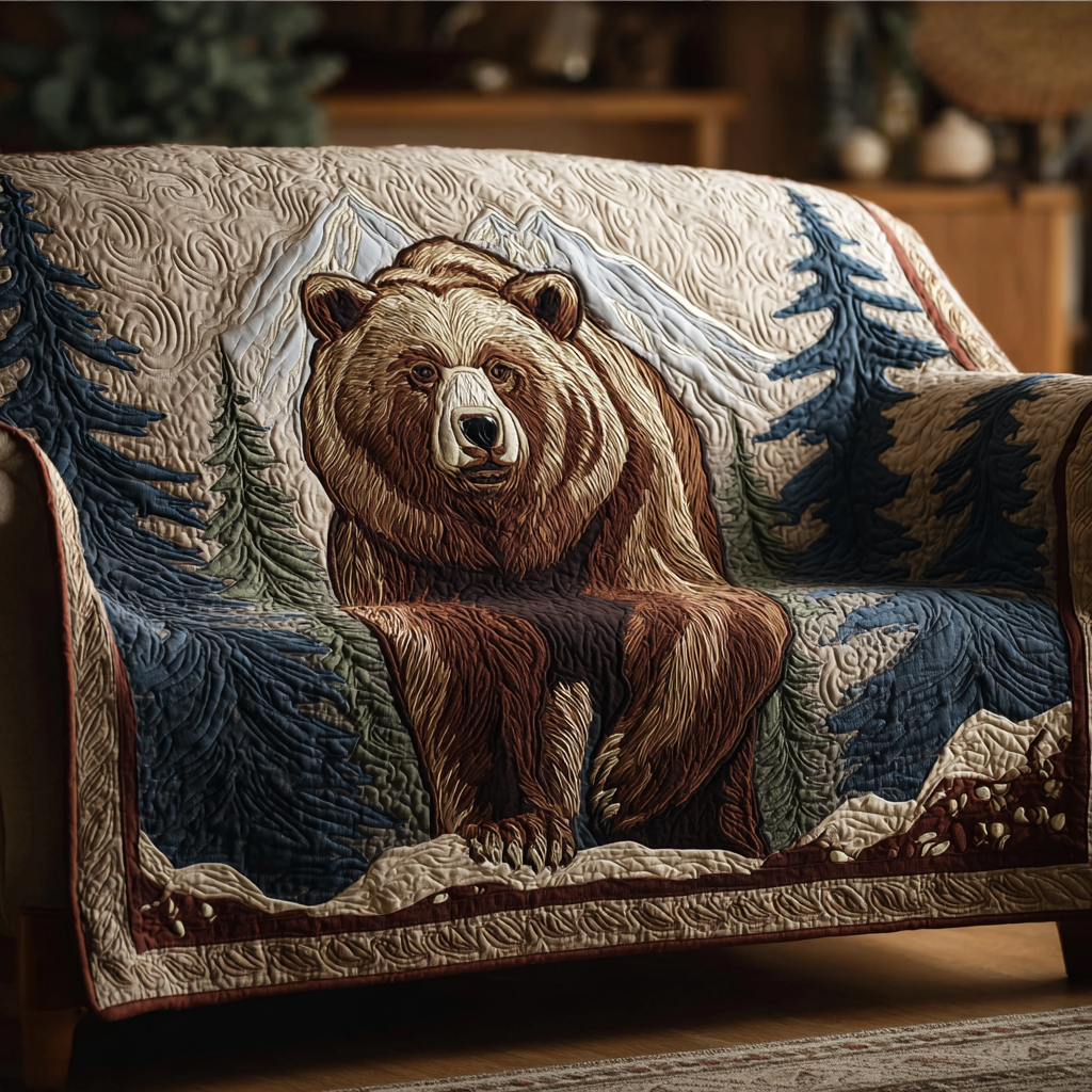 Bär Bergwald Wanderung Sofaüberwurf