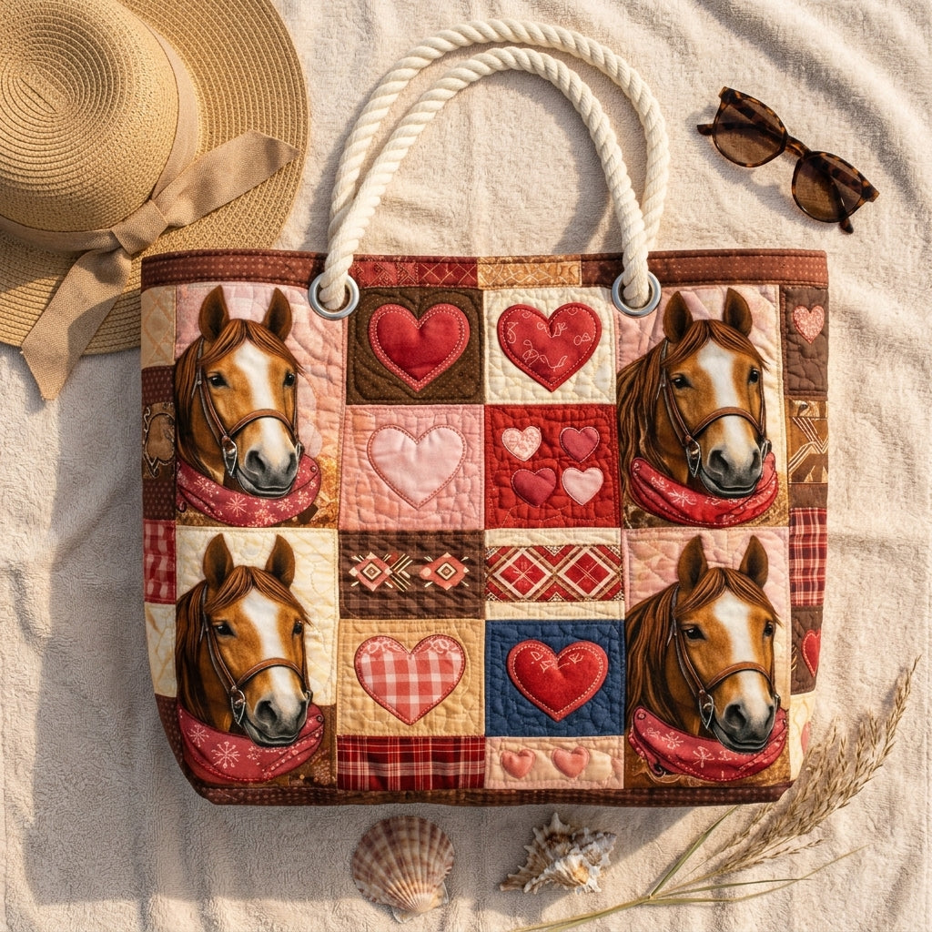 Strandtasche - Pferde mit Herzen