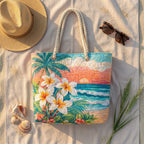 Strandtasche - Tropische Blumen an der Küste