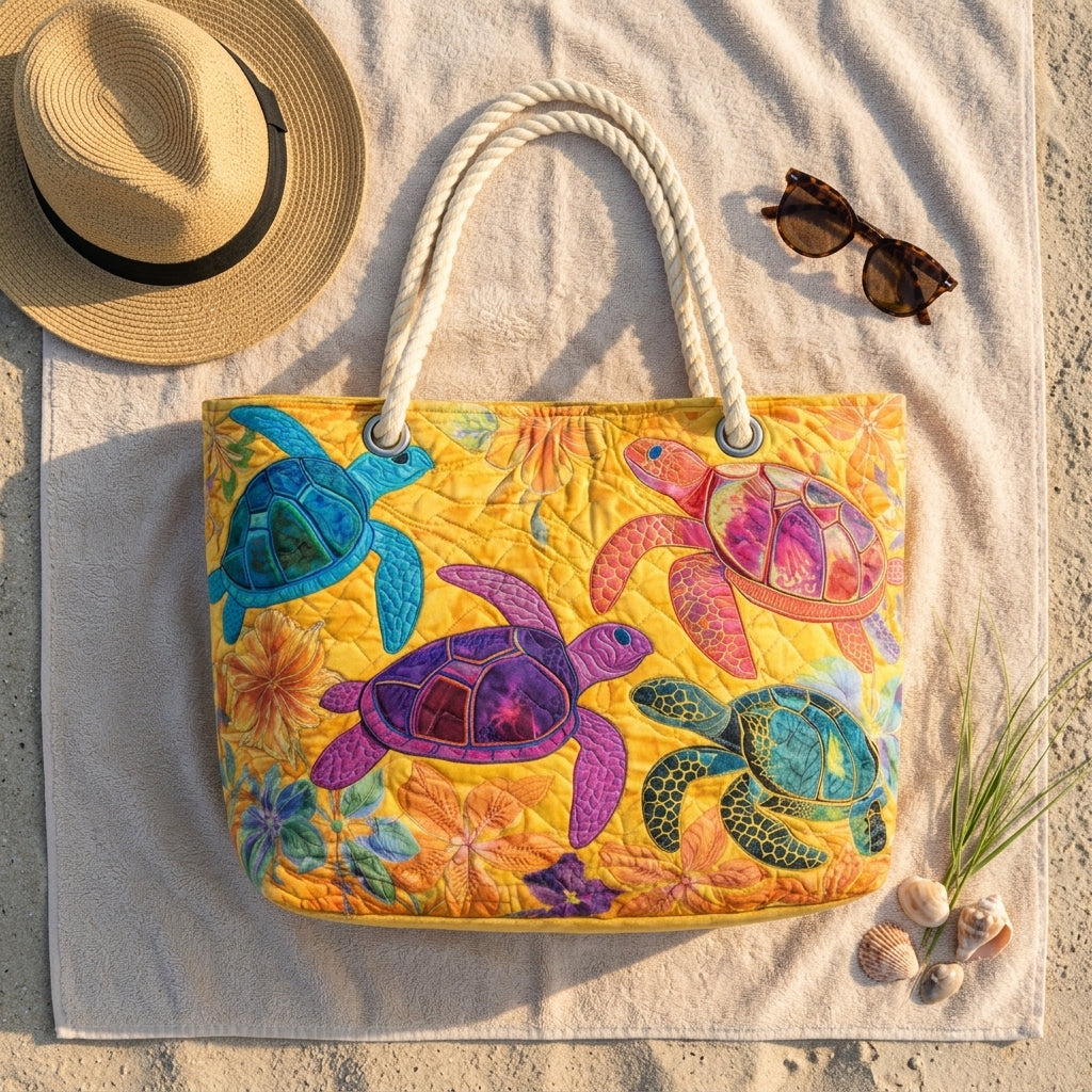 Strandtasche - Farbenfrohe Schildkröten im Meer