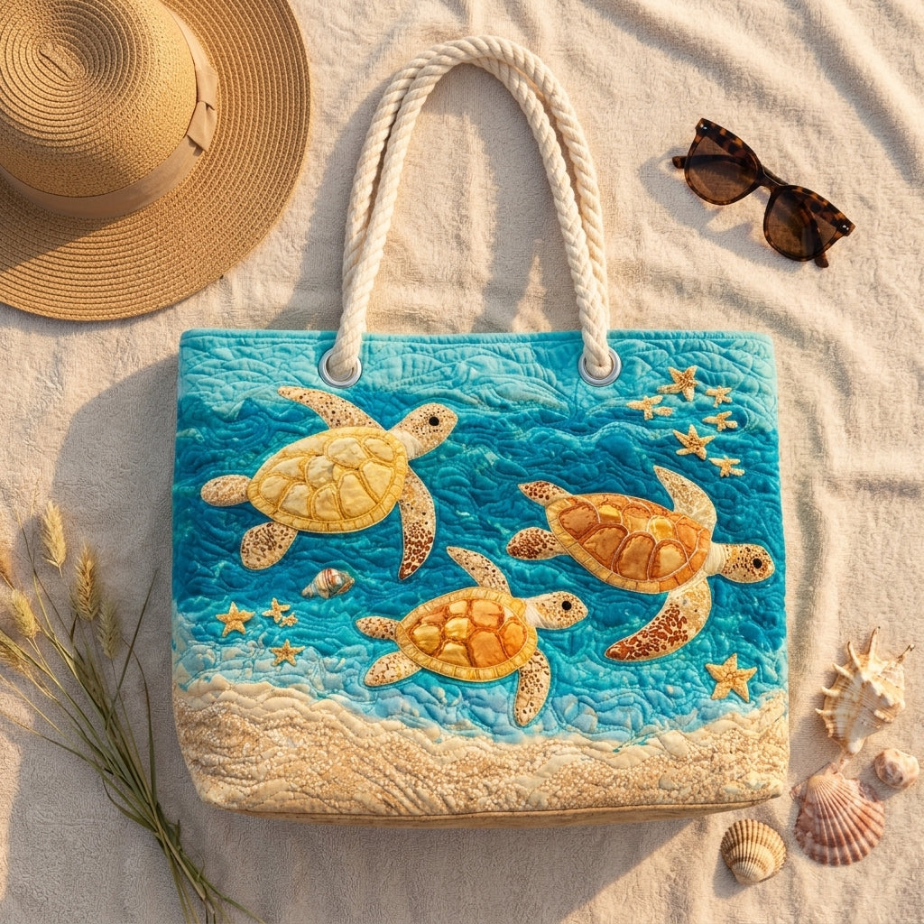 Strandtasche - Goldschildkröten im Meer