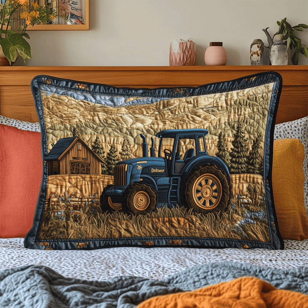 Blauer Traktor Scheune Kissenbezug