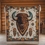 Bison Stammesgobelin Gewebt Sofadecke