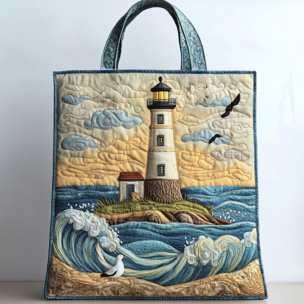 Handgemachte Tasche – Leuchtturm in der Dämmerung