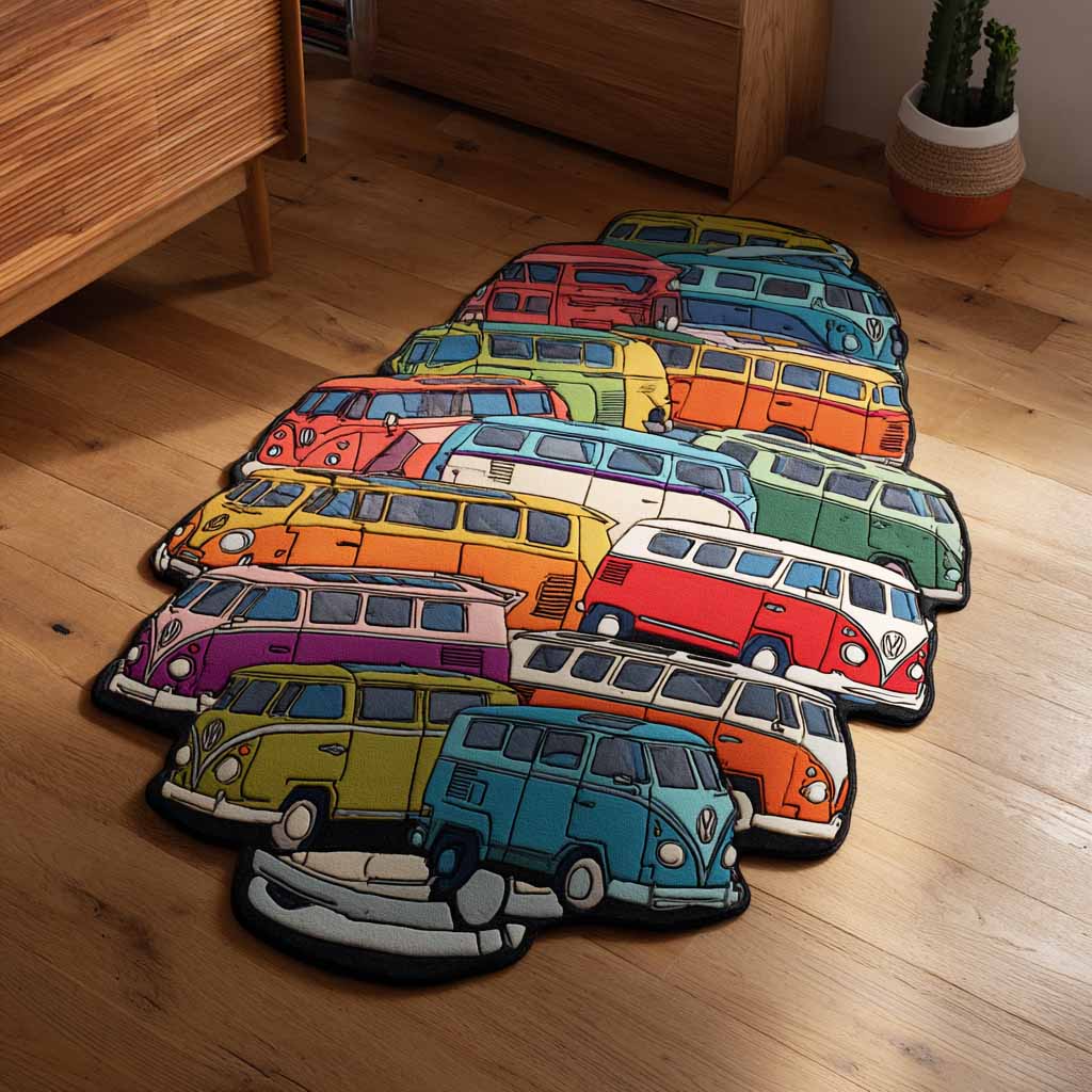 Bunte Hippiebus Parade Sonderform Decke