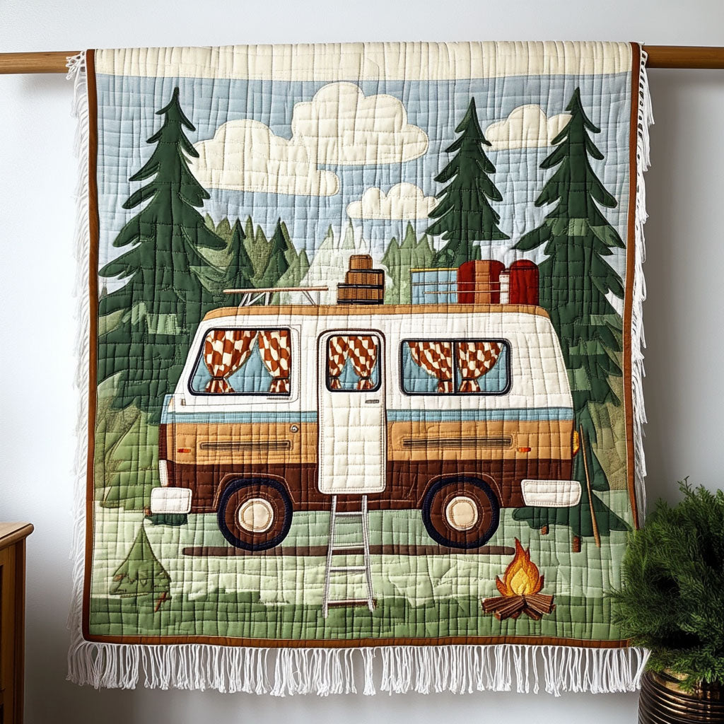 Vintage Wohnmobil Waldausflug Gewebt Sofadecke