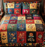 Blumen Patchwork Bunt 3-teiliges Bettwäsche-Set