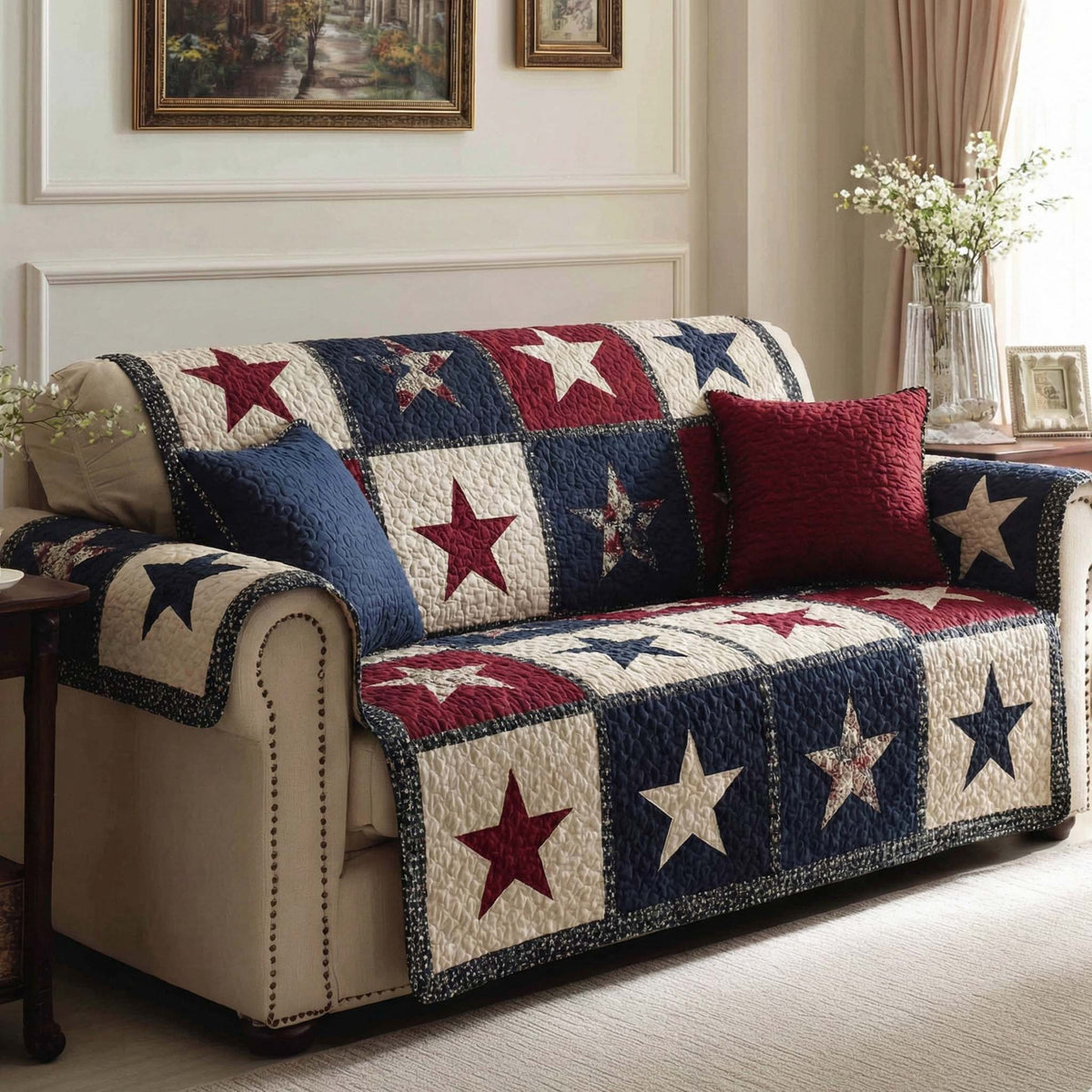 Americana Karo Patchwork Sofaüberwurf