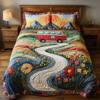 Vintage Hippiebus Blütenweg 3-teiliges Bettwäsche-Set